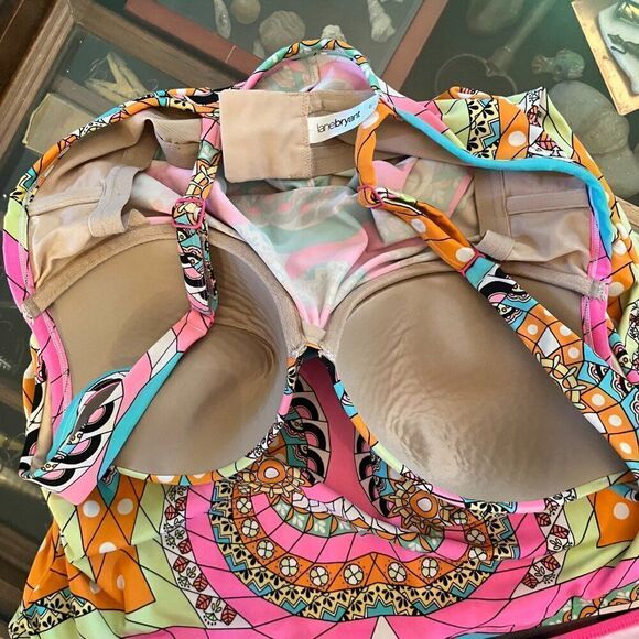 2pc Tankini Pink Blue Pants NEW Shein 2XL Top Lane Bryant 40C Bra Made In! - Picture 2 of 9